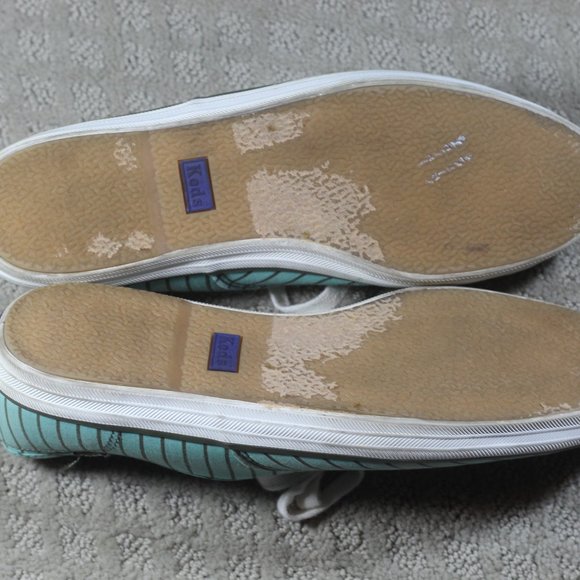 Classic Iconic Keds Size 9.5 Aqua with Brown Stripes Canvas Sneakers - Picture 6 of 6